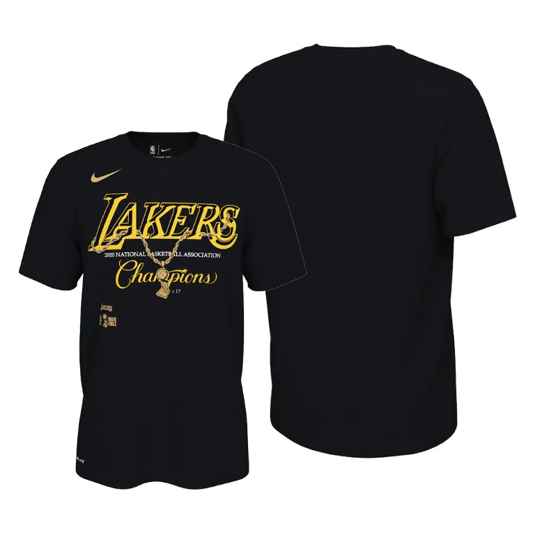 Men's Los Angeles Lakers NBA 17Time Celebration Pendant Finals Champions Black Basketball T-Shirt FKF5483FR